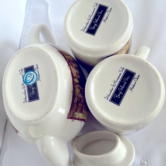 Bay Island Rooster Teapot and Two Tea/Coffee Cups Farmhouse Country Kitc… - Picture 11 of 16